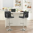 thumbnail image 3 of VECELO Bar Stools with Back and Armrest Set of 2, PU Leather Adjustable Height Swivel Counter Height Barstools, Black, 3 of 9