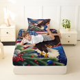 thumbnail image 4 of Manfei Bald Eagle Us Flag Twin Sheets,Patriotic Holiday Firework Bedding,Blue Brown Green,3 Pieces,1 Fitted Sheet and 1 Pillowcase, 4 of 6