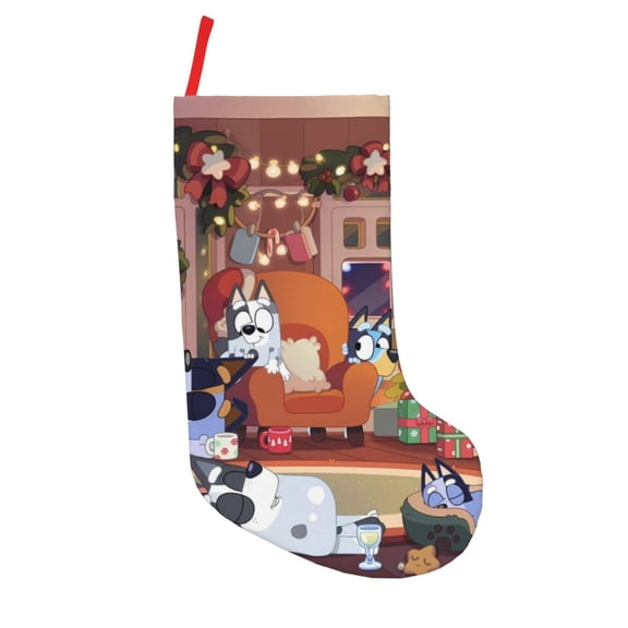 Defioc Bluey for Christmas Stockings 18" Personalized Holiday Stocking for Family, Farmhouse Decor, Xmas Tree Decoration, 1 Pack