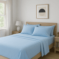 thumbnail image 1 of Comfy Bamboo World Series 90gsm 4pc Microfiber Bedsheets Sheet Set, Queen Size Bed, Blue, 1 of 5