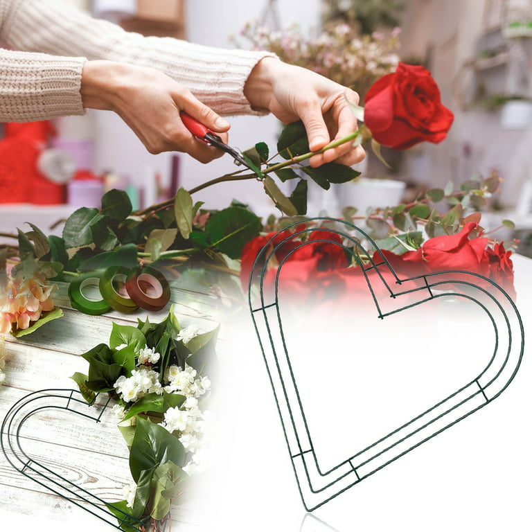 2 Pack Heart Wire Wreath Frame Metal Flower Valentines Party Decoration,  Dark Green 12 Inch - Wreaths, Garlands & Plants