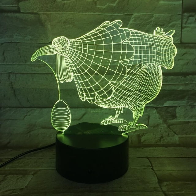 Lámpara de mesa con luz nocturna LED 3D Hen para dormitorio infantil