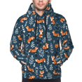 thumbnail image 2 of Bingfone Playful Foxes Forest Blues Men's Drawstring Hoodie Long Sleeve Pocket Sweatshirts-Large, 2 of 6