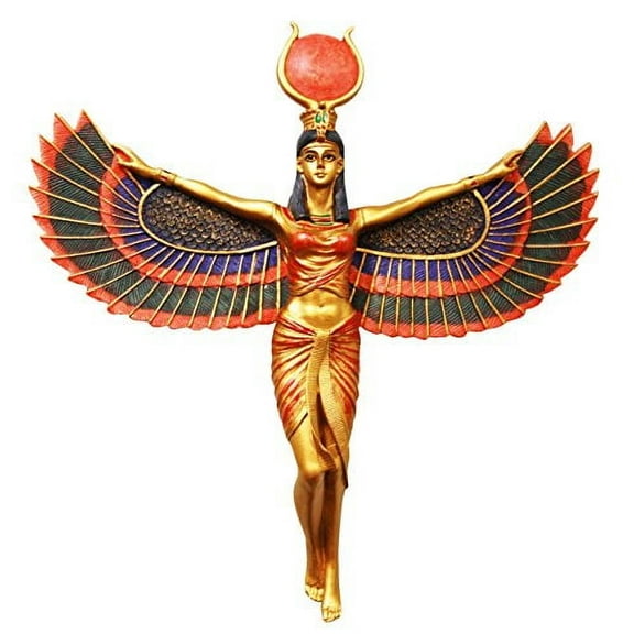 Ancient Egpytian Goddess Isis With Open Wings Decorative Wall Plaque 11.5"Tall Figurine