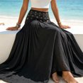 thumbnail image 5 of IUYRTFE Women Cotton Linen Maxi Skirt Solid Color High Waist Flowy Long Beach Skirt, 5 of 5