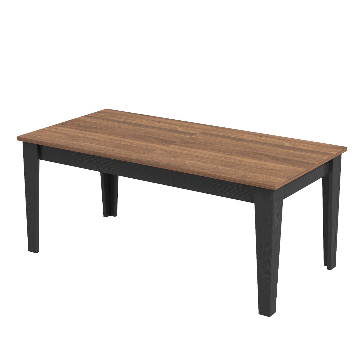 106.3" Extendable Dining Table, Large Woodgrain Kitchen Table with Expandable Design, Modern Rectangular Dining Room Table for Family Meals, Office, Study & Gathering Spaces, Walnut&black