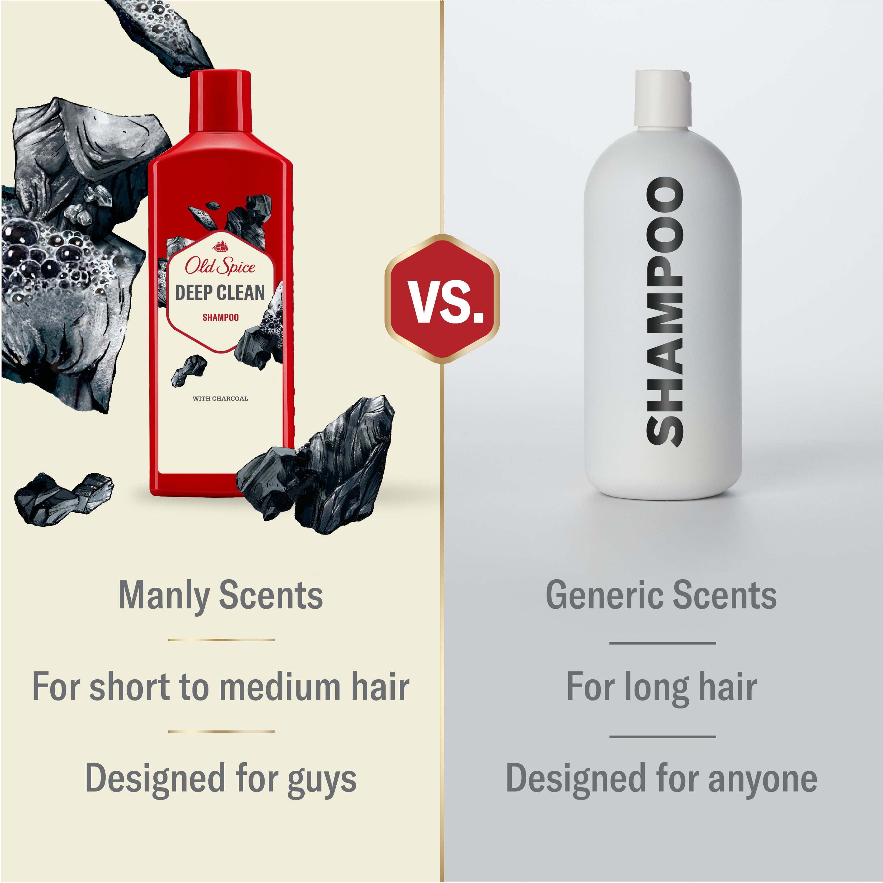 Old Spice Deep Clean Shampoo for Men with Charcoal, Fresh and Clean Scent, Removes Built Up Dirt and Oil, 400ML