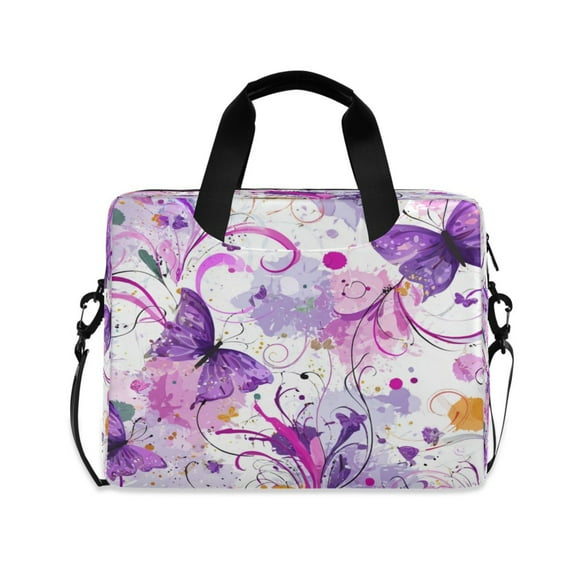 16" Laptop Tote Bag Laptop Sleeve Case Computer Briefcase for Work & Travel Purple Butterfly with Swirls