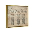 thumbnail image 3 of Stupell Industries Wash Your Hands Pineapple Metallic Gold Framed Floating Canvas Wall Art, 16x20, by Linda Woods, 3 of 6