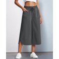 thumbnail image 3 of Mawalde Pants for Women Wide Leg Yoga Pants Casual Summer Cropped Trousers Drawstring Waist Lounge with Pockets Grey XL, 3 of 4