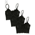 thumbnail image 2 of Gustave 3 Pack Women Sexy Lace Padded Camisole V Neck Crochet Bralette Half Bra Spaghetti Strap Crop Tops Vest "Black, L", 2 of 10