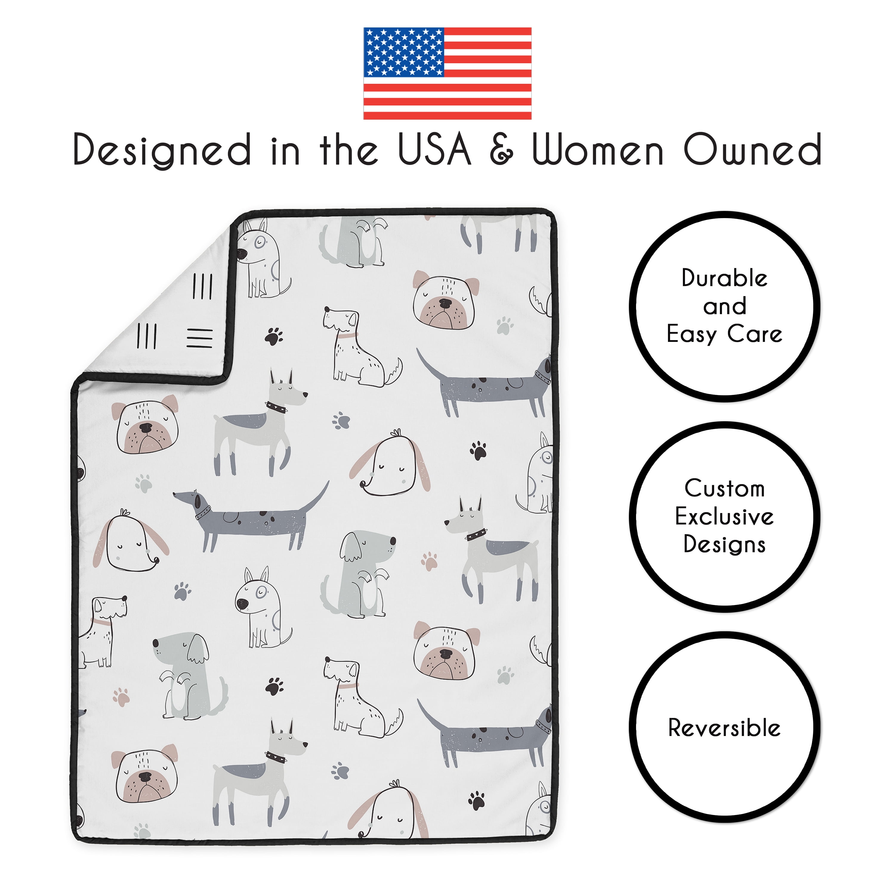 Sweet Jojo Designs Cartoon Puppy Boy, Girl, Unisex/Gender Neutral Crib Bedding + BreathableBaby Breathable Mesh Liner