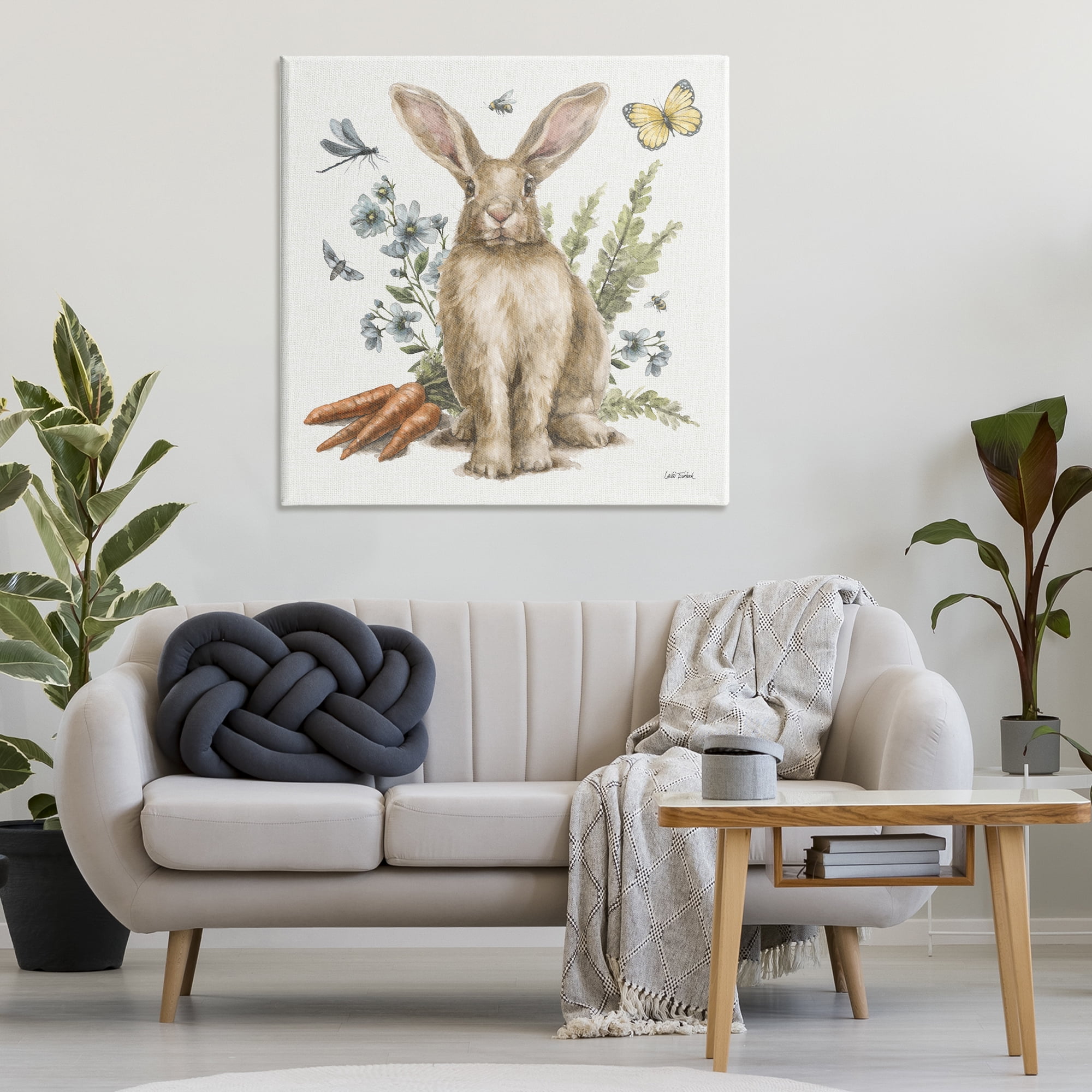 Stupell Industries Rabbit & Garden Patch Animals & Insects Painting Gallery Wrapped Canvas Art Print Wall Art, 36 x 36