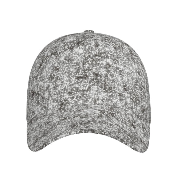 Xecao Silver Glitter for Baseball Cap: Unisex, crafted from classic polyester twill fabric, featuring a soft unconstructed design