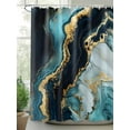 thumbnail image 2 of Abstract Marble Texture Shower Curtain, Teal Gold Black Modern Art Waterproof Shower Curtain Set with 12 Hooks Lightweight Washable Fabric Shower Curtains for Bathroom 48x72 Inches, 2 of 6