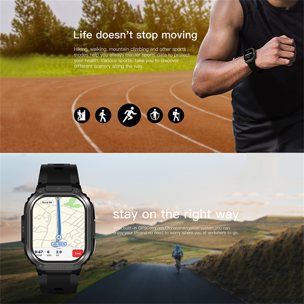 AIEK 4G LTE Smart Watch 2GB RAM 16G ROM 2.13" HD Screen GPS Wifi Camera Android8.1 Sport Watch