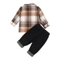 thumbnail image 4 of Baby Flannel Shirt Boy Outfits Boy Clothes Fall Winter Outfits Long Sleeve Plaid Patchwork Button Down Shirt + Casual Jeans Khaki 6-9 Months, 4 of 9