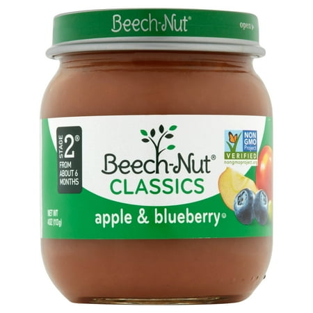 Beech-Nut Classics Apple & Blueberry Baby Food Stage 2 from About 6 Months, 4 oz, 10 count