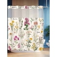 thumbnail image 4 of Wildflowers No Hook Shower Curtain and Liner Set Vintage Floral Linen Texture Shower Curtains with Snap-in Liner & See Through Top Window Hotel Style for Bathroom Decor 72x72 Inch, 4 of 8