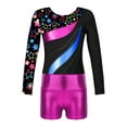 thumbnail image 5 of vastwit Girls Gymnastics Leotard with Shorts Active Clothes Set Metallic Ballet Dance Sports Outfits Star Black 6, 5 of 7