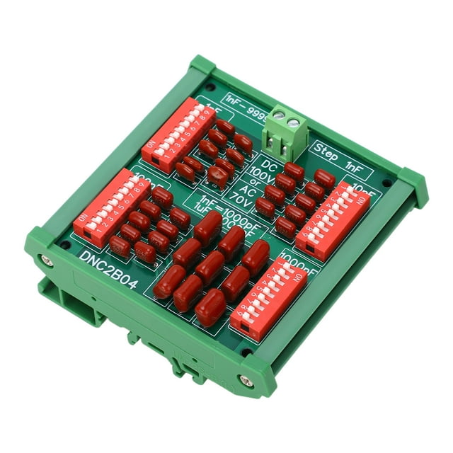 4 Digit Decade Capacitor Board, DC100V AC70V Programmable Capacitor Board 1nF Step 4 Digit Decade DIN Rail Mount Capacitor Module, Capacitors