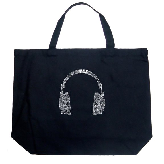 LA Pop Art Large Word Art Tote Bag - 63 DIFFERENT GENRES OF MUSIC