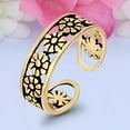 thumbnail image 3 of 5 mm Flower Toe Band Ring 925 Sterling Silver Thin Adjustable Stylish Rings For Women, 3 of 5