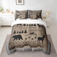 thumbnail image 2 of jejeloiu Wild Bear Deer 7pcs Bedding Comforter Set,Rustic Farmhouse Hunting Queen Bedding Sets,Brown Gray Queen Sheet Sets For Boys Kids,Breathable Home Decor Reversible, 2 of 8