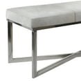 thumbnail image 5 of DecMode Leather Handmade Cowhide Bench with Silver Metal Base, Gray, 5 of 12