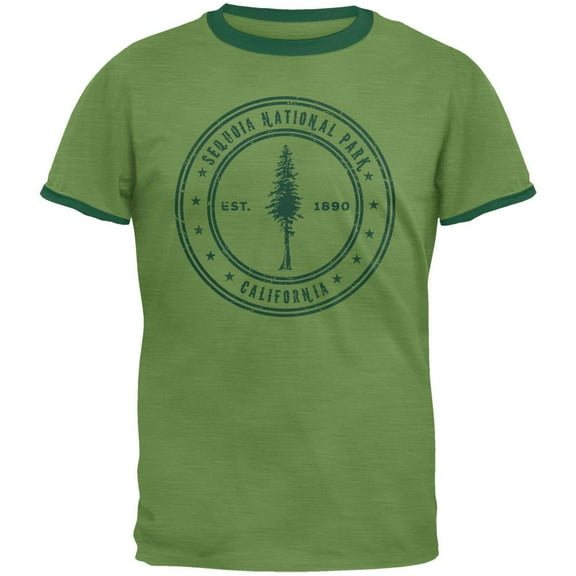 Sequoia National Park Vintage Heather Green Men's Ringer T-Shirt - 2X-Large