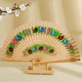 thumbnail image 5 of Wooden Handheld Folding Fan Printed Handmade Dance Fan Home Decoration Ornaments Craft Gifts For Guest, 5 of 12