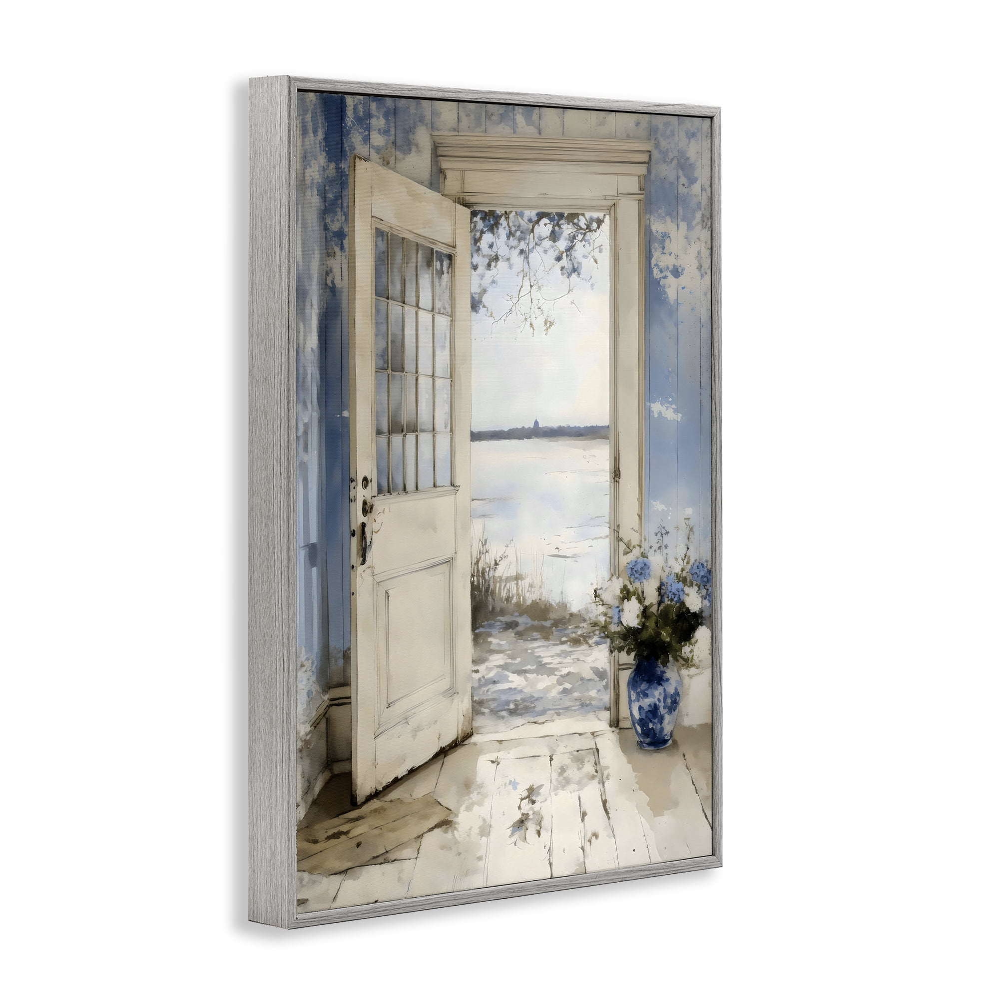 Stupell Industries Blue Country Cottage Doorway Gray Framed Giclee Art, design by LSR Design Studio
