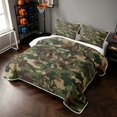 thumbnail image 3 of Manfei Cartoon Baseball Twin Quilt Set, Sport Camouflage Twin Coverlet Set, Olive Green Khaki Brown, Black Reversible 2pcs, 1 Bedspread and 1 Pillowcase, 3 of 7