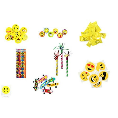 Emoji Ultimate Party Favor Pack 48 PC + Light Up Smiley *BONUS*
