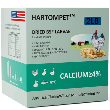 HARTOMPET Premium Dried Black Soldier Fly Larvae for Chickens 2LBS-Molting & Laying Hens Supplement