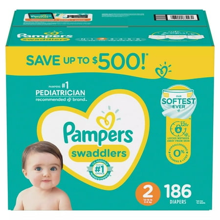 Pampers Swaddlers Diapers  Size 2 (12-18 Pounds)  180 Count