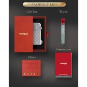 Swiss Retro Brass Kerosene Lighter,Automatic Ignition, Refillable, Soft-Flame, Safety Lock, Grinding Wheel, Engraving, Luxury, Collectible, Mens Gift, Thorens Gen 1 Single Claw Plum Pattern