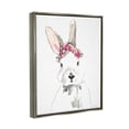 thumbnail image 3 of Bunny Pink Flower Doodle Animals & Insects Graphic Art Luster Gray Framed Art Print Wall Art, 3 of 6