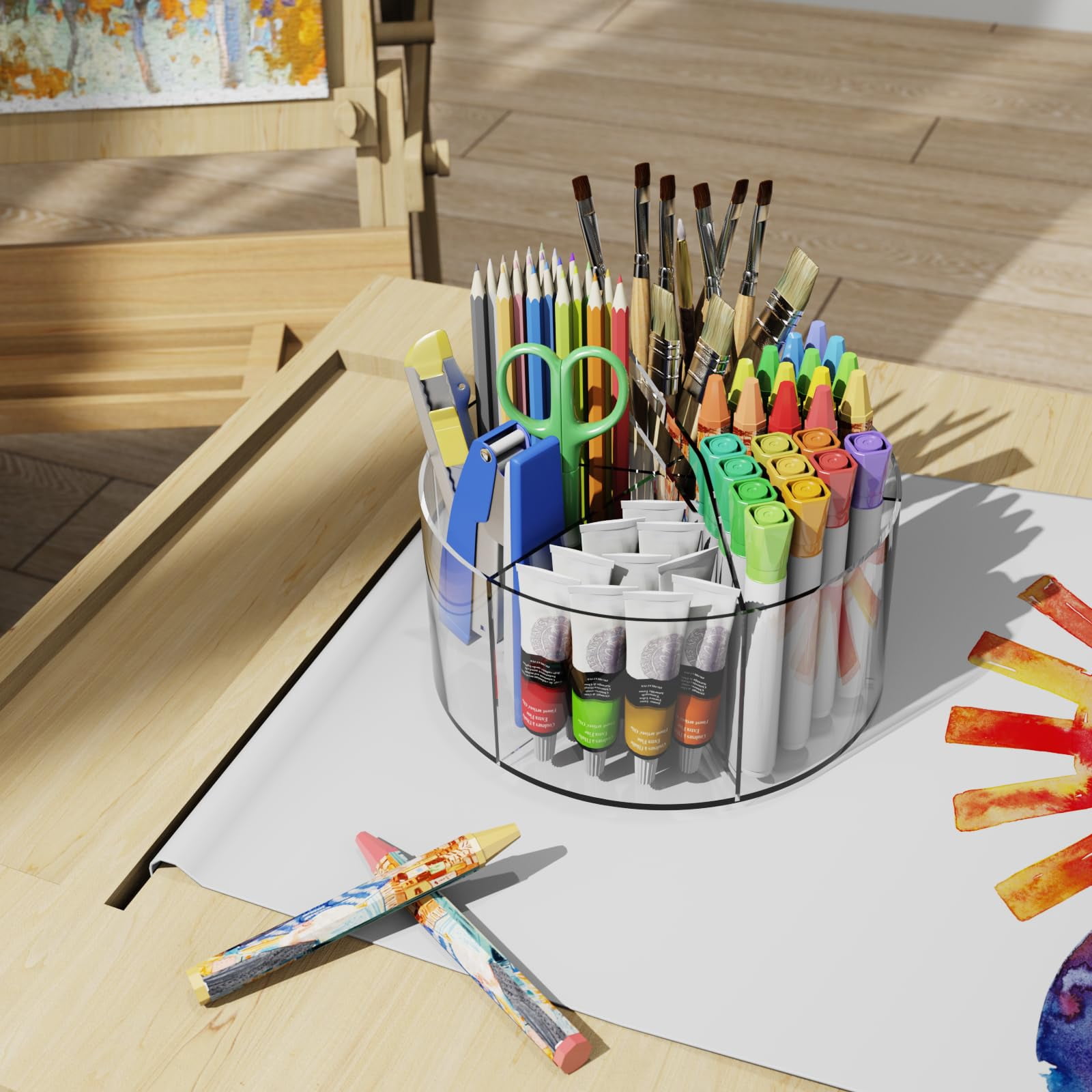Pen Holder  2 Pack 360 Rotating Organizer With 6 Compartments Desk Office Storage For 800 Pens Markers Crayons And Art Supplies