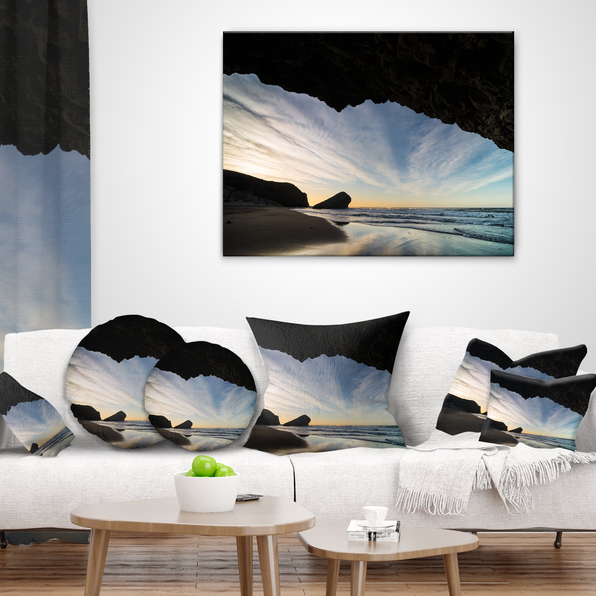Designart Monsul Beach during Sunset - Seashore Throw Pillow - 18x18