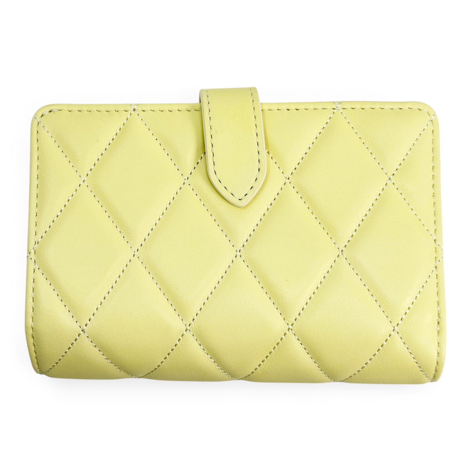 Kate Spade New York Women's Medium Bifold Quilted Leather Wallet (Lemon Fondant)