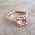 thumbnail image 2 of HeartsAndYou 2ct Cushion Natural Peach Morganite & Moissanite Accent Ring 14k SOLID Rose Gold, 2 of 9