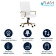 thumbnail image 3 of Flash Furniture Whitney High-Back Swivel LeatherSoft Desk Chair with Armrests, White/Gold, 3 of 19