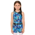 thumbnail image 4 of Aislor Girls Metallic Gymnastic Leotard 2 Piece Ballet Dance Bodysuit with Sparkly Shorts Outfits Butterfly Blue 10, 4 of 7