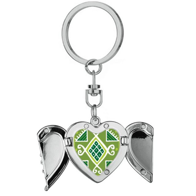 Llavero de alas de ángel en forma de corazón Piña Verde Mexico 3,2x3cm
