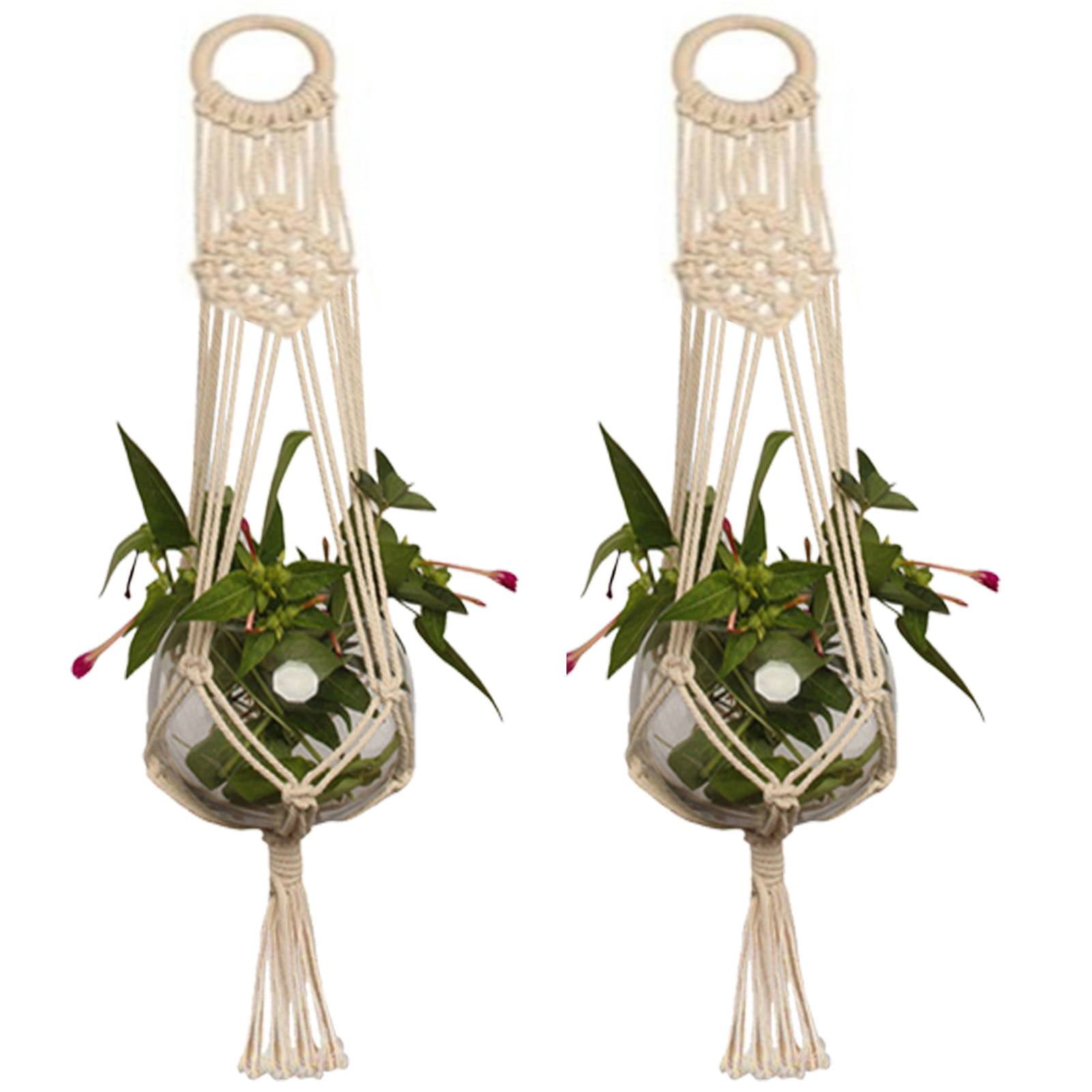 1*Pot Holder Macrame Plant Flower Hanger Hanging Basket Jute Rope Braided Decors 