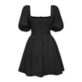 thumbnail image 4 of Vestidos de playa para mujer Vestido plisado de cuello cuadrado A Line para cóctel (Negro XL) FLhrweasw Para estrenar, 4 of 9