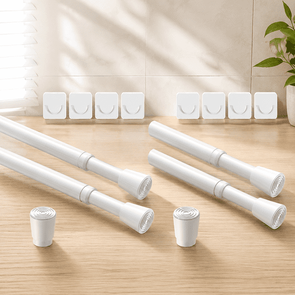 2-Pack Spring Tension Curtain Rods – Adjustable 20 to 35 In, White, No-Drill Expandable Rod for Windows, Doors & Closets