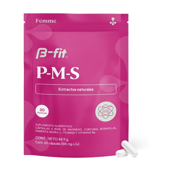 B-fit Glicinato De Magnesio - 60 Cápsulas Con Cúrcuma Y Pimienta Negra - Vitamina B6, L-teanina, Boswellia - Vitaminas Para Mujer