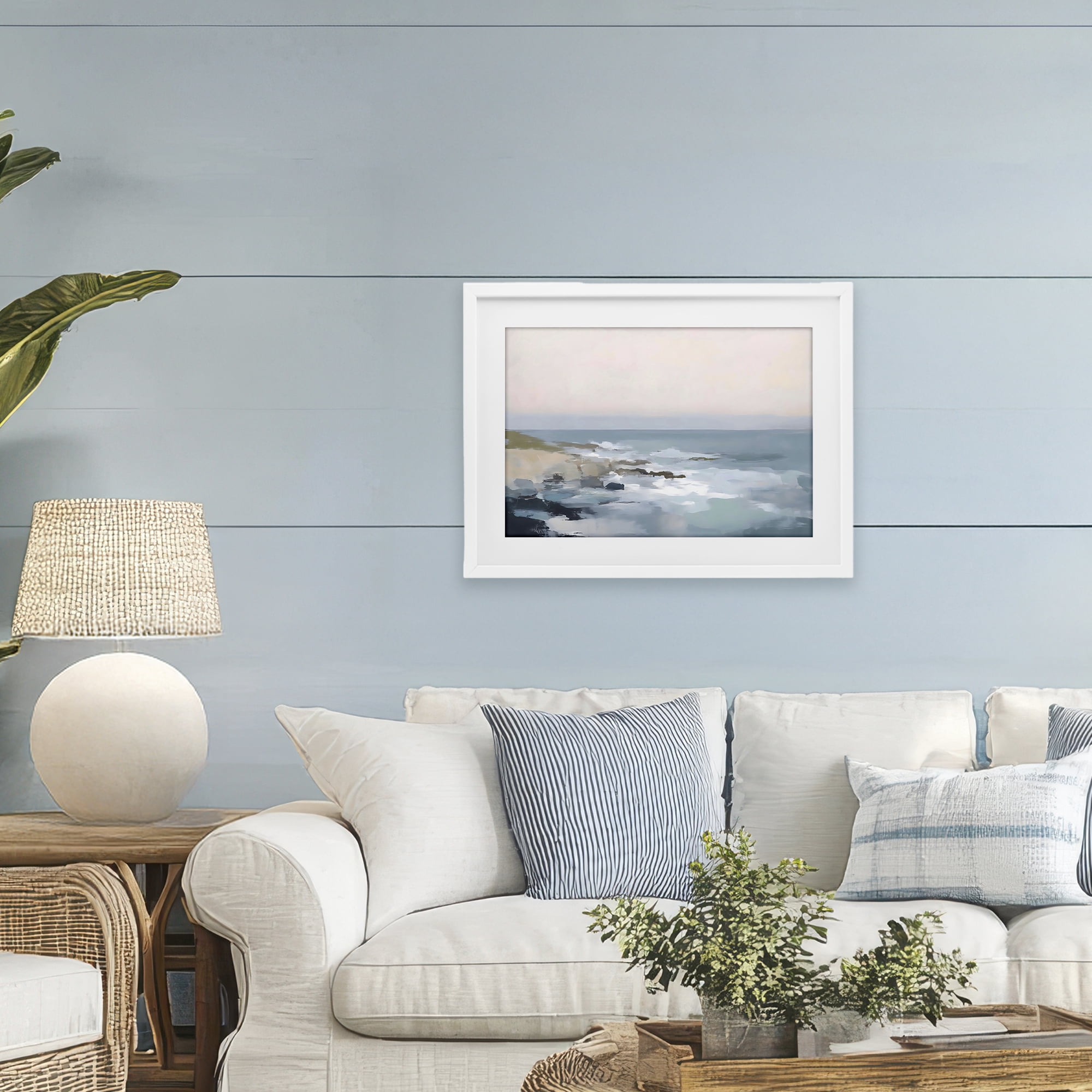 Stupell Industries Serene Coastal Ocean Scene White Framed Print Under Glass, design by Creative Studio